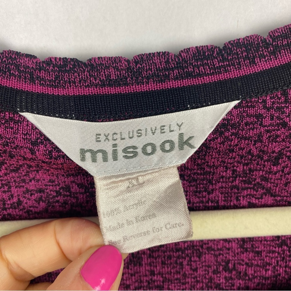 Exclusively Misook Womens Pink Black Shell Tank Top Acrylic Size XL Square Neck - Picture 4 of 4